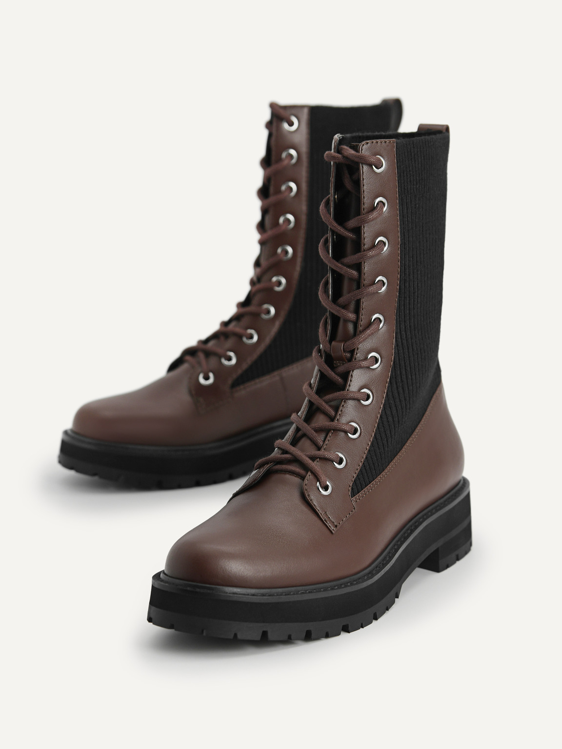 Chunky Lace-up Boots, Dark Brown