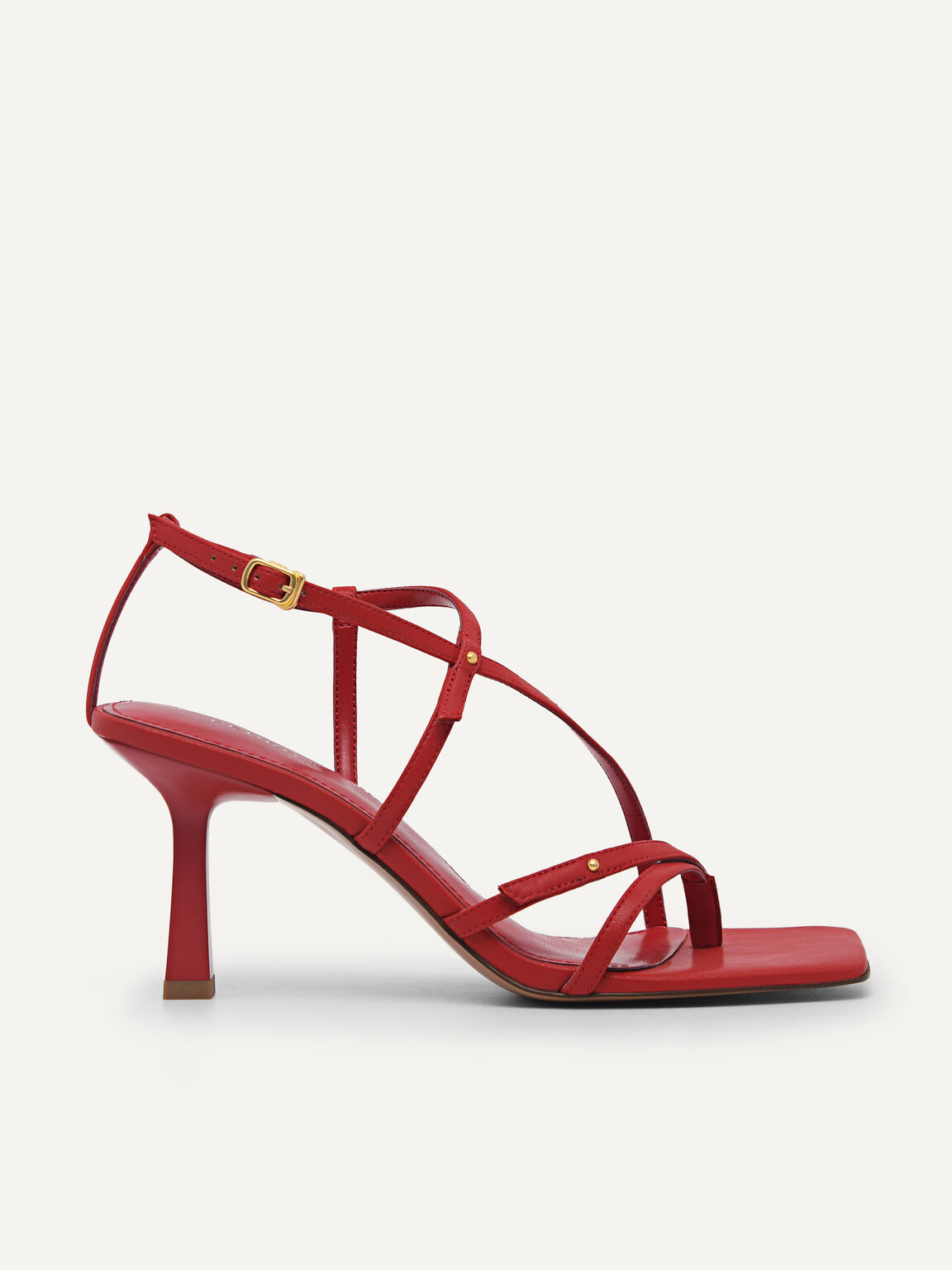 Strappy Heeled Sandals, Red