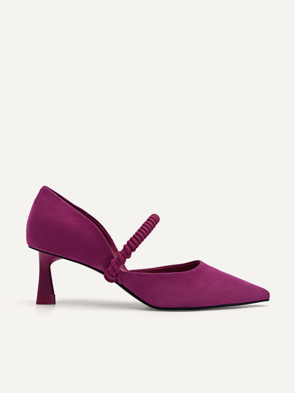 皮革Terrazo高跟鞋, 深紫红色