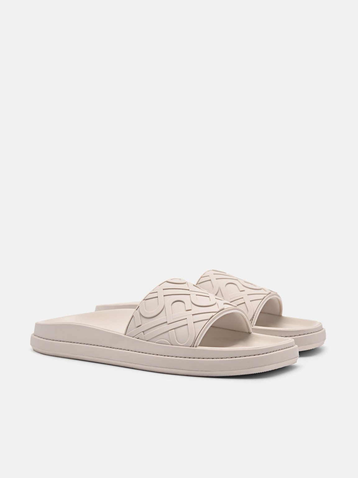 PEDRO Icon Embossed Slide Sandals, Beige