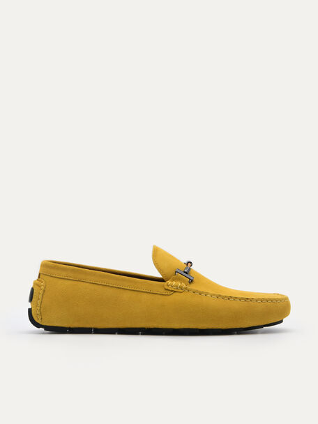 Leather Suede Moccasins, Yellow
