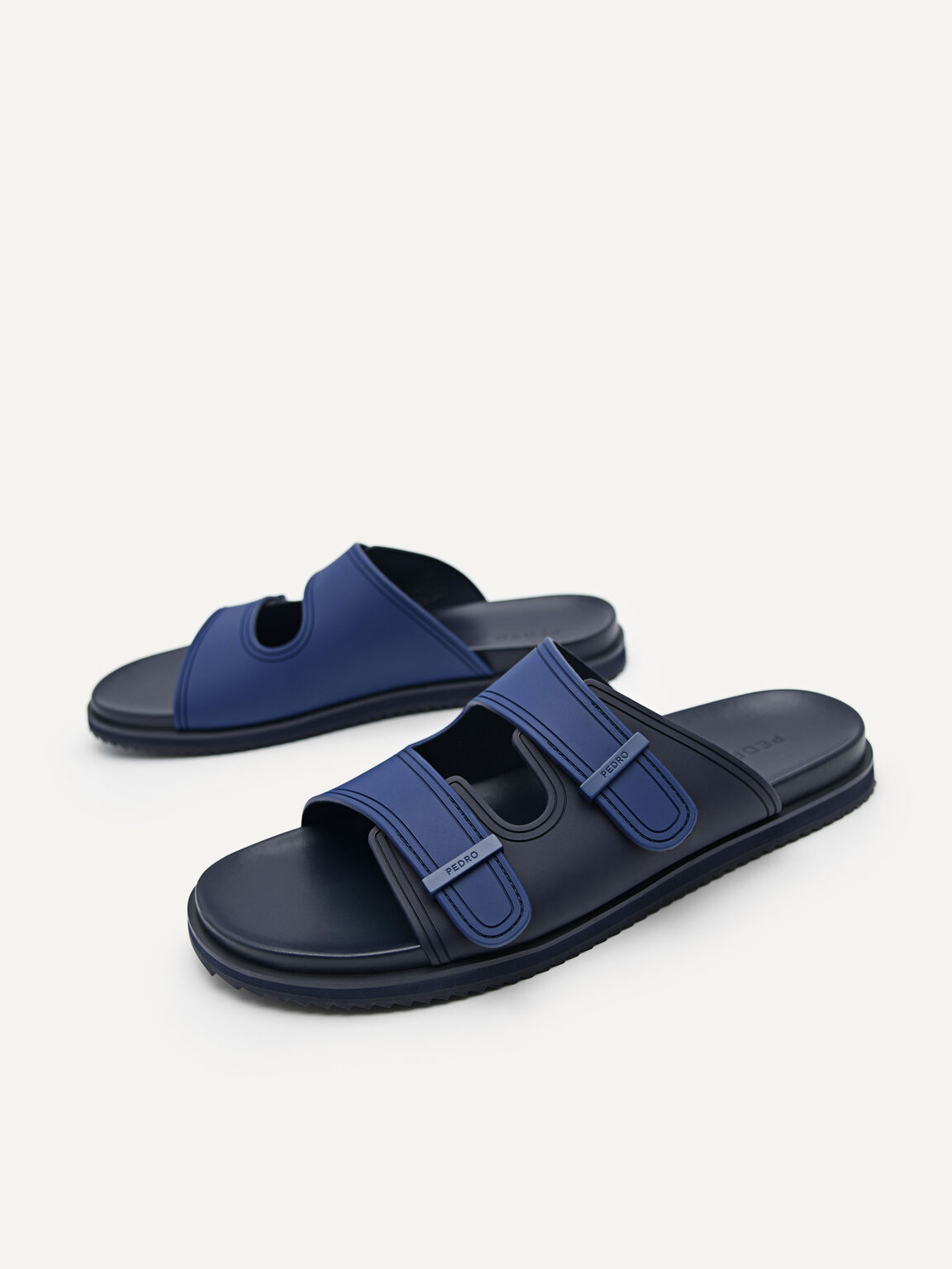 Rubber Double-strap Walking Sandals, Navy