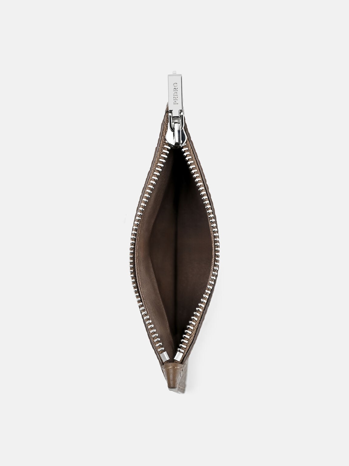 Tumbled Leather Zip Card Holder, Dark Taupe Tumble