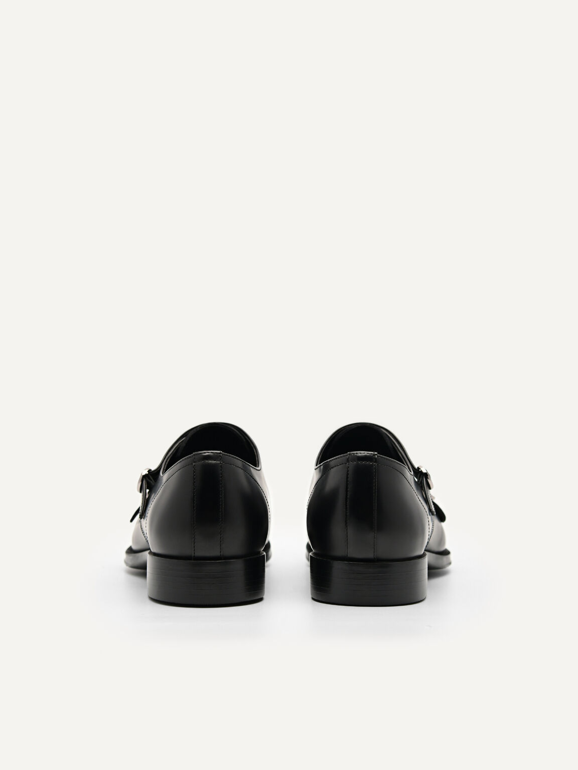 Holly Leather Double Monkstrap Shoes, Black