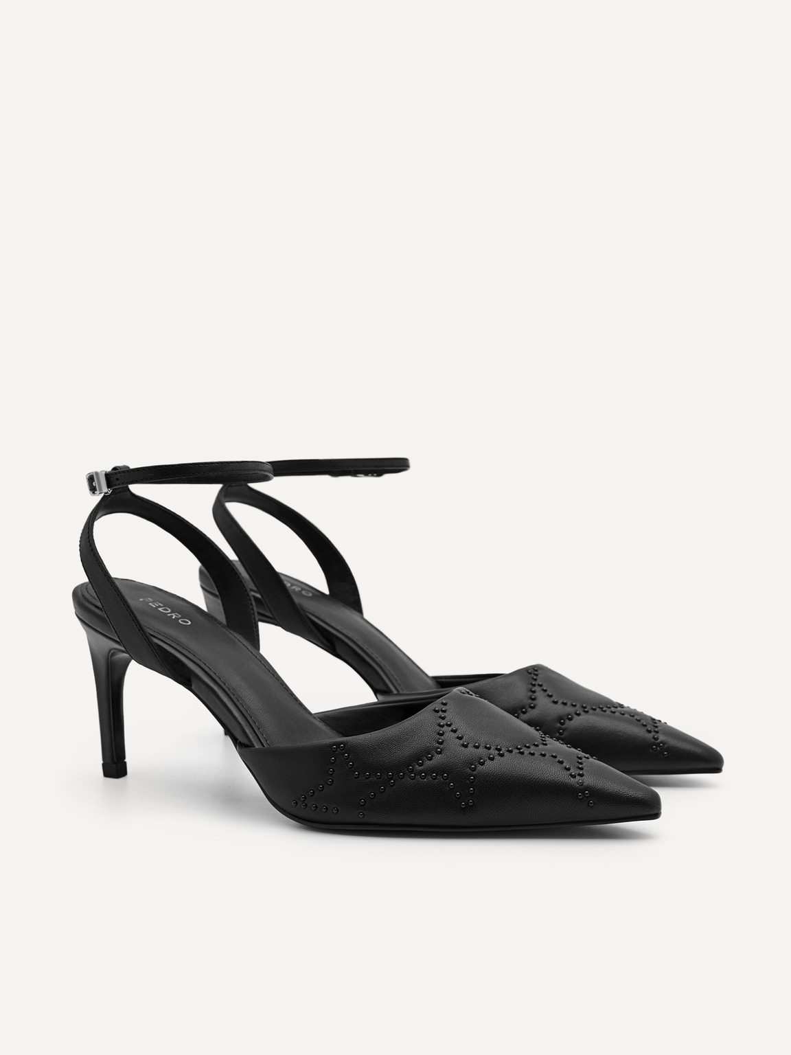 Joan皮革高跟鞋, 黑色