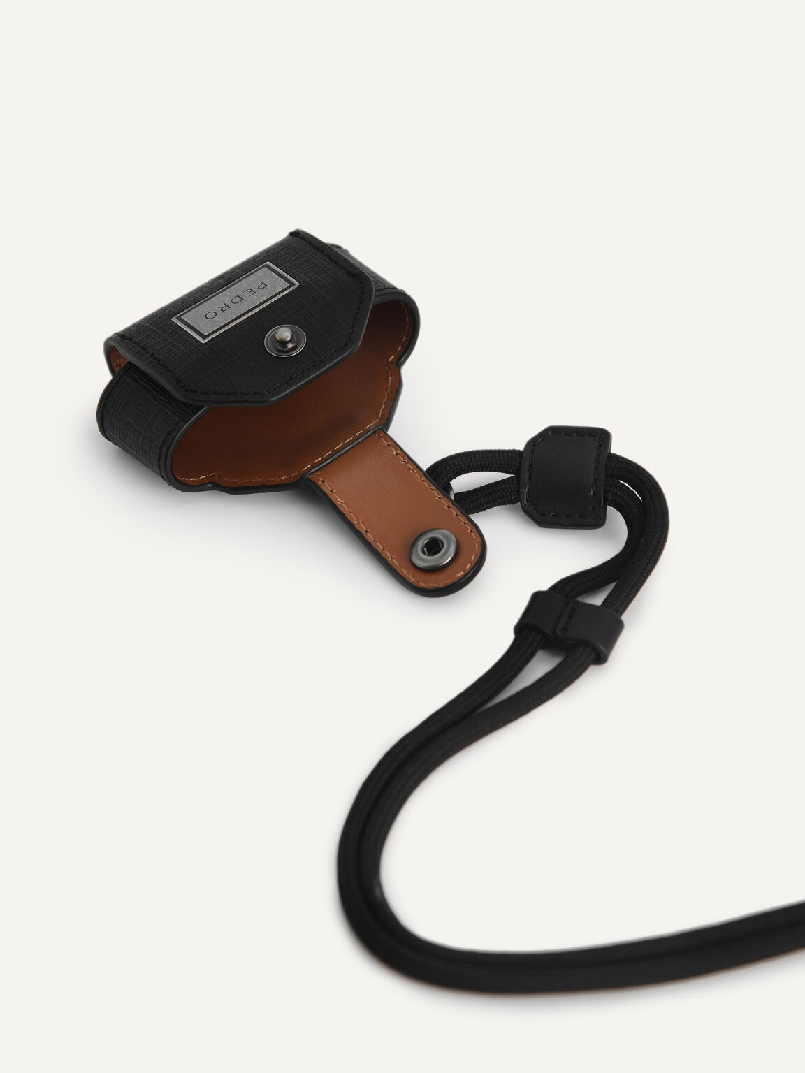 Leather Airpods Case, Black, hi-res