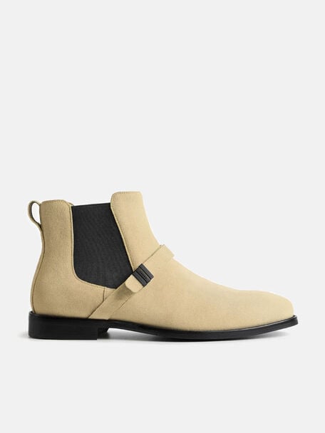 Suede Strapped Boots, Sand