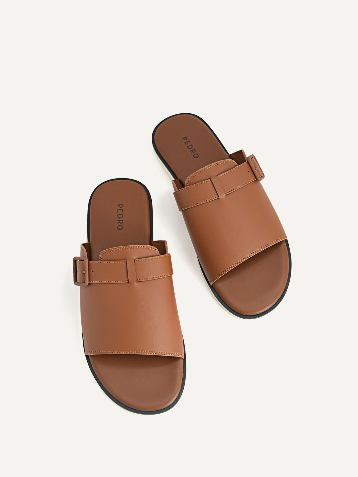 Monochrome Slide Sandals, Brown