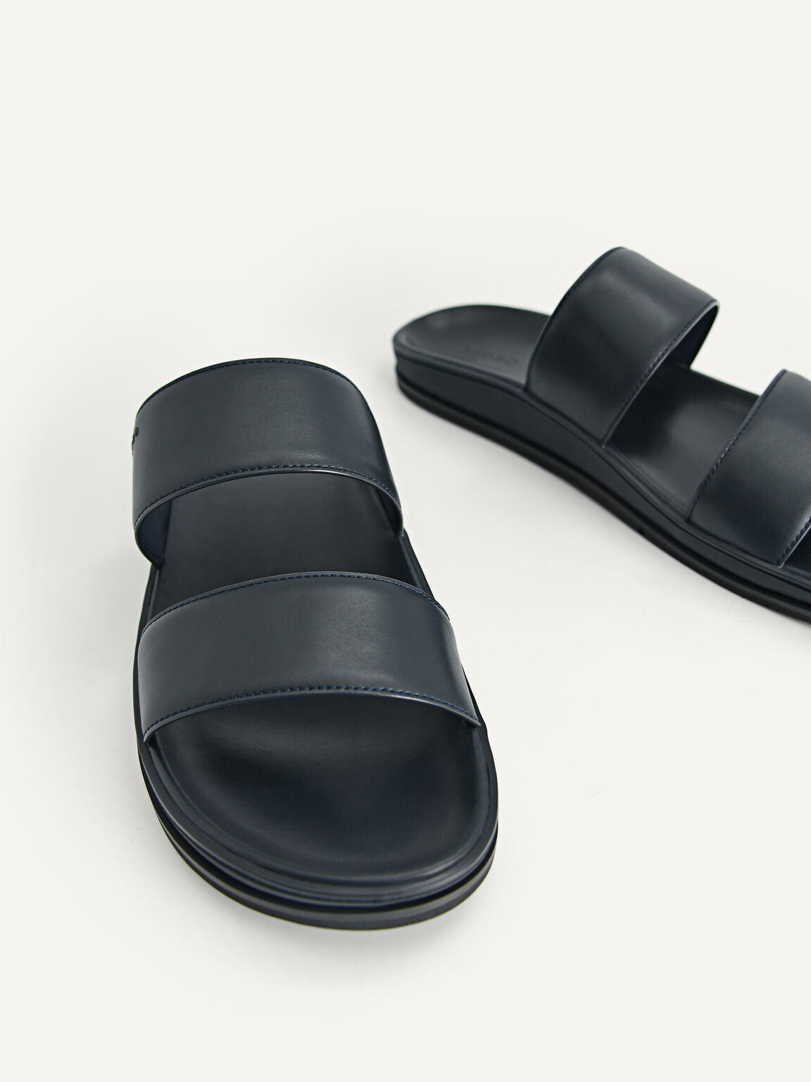 Monochrome Double Strap Sandals, Navy, hi-res