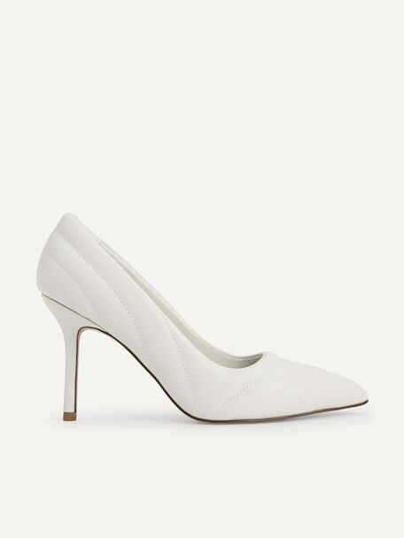 Leather Pointed Toe Pumps, Chalk