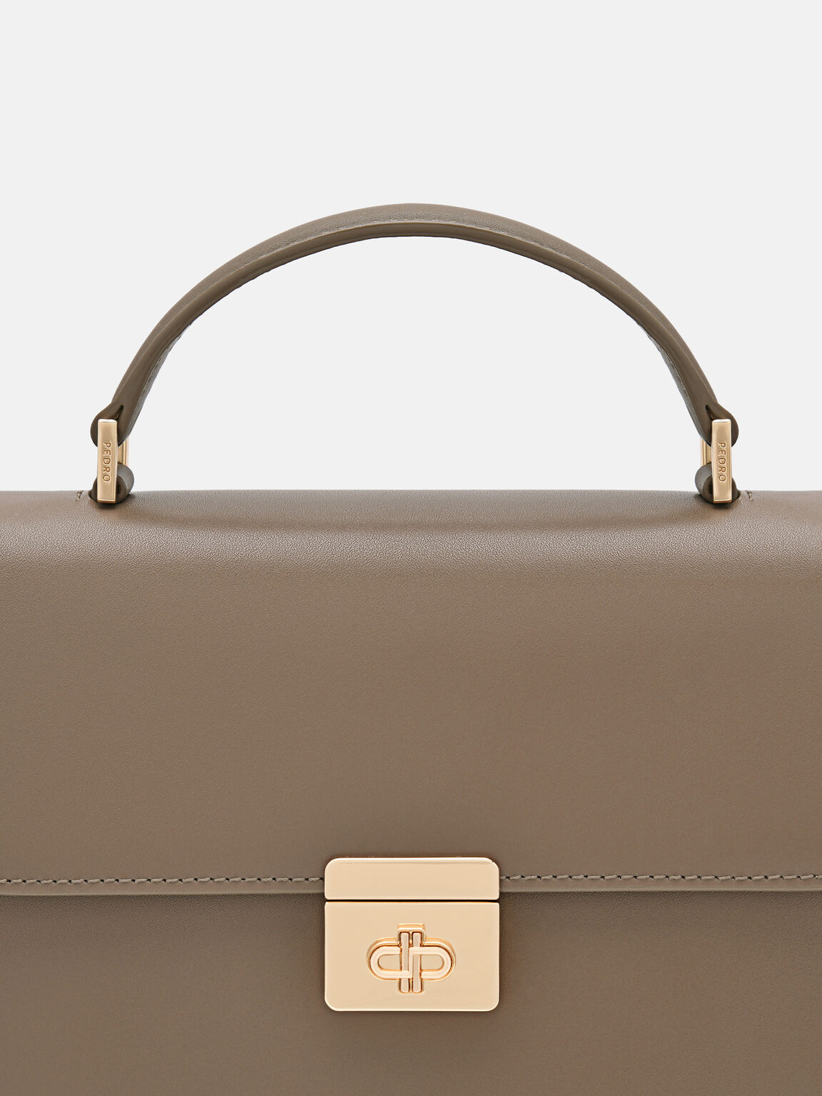 Leather Handbag, Taupe