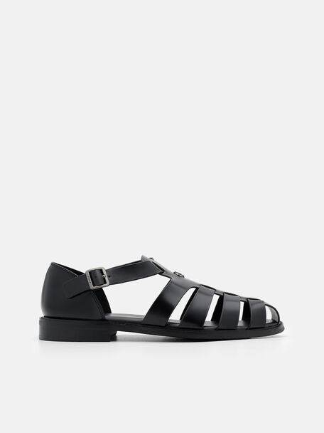 Brent Leather Sandals, Black