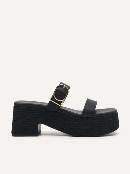 Knox Woven Wedge Sandals, Black
