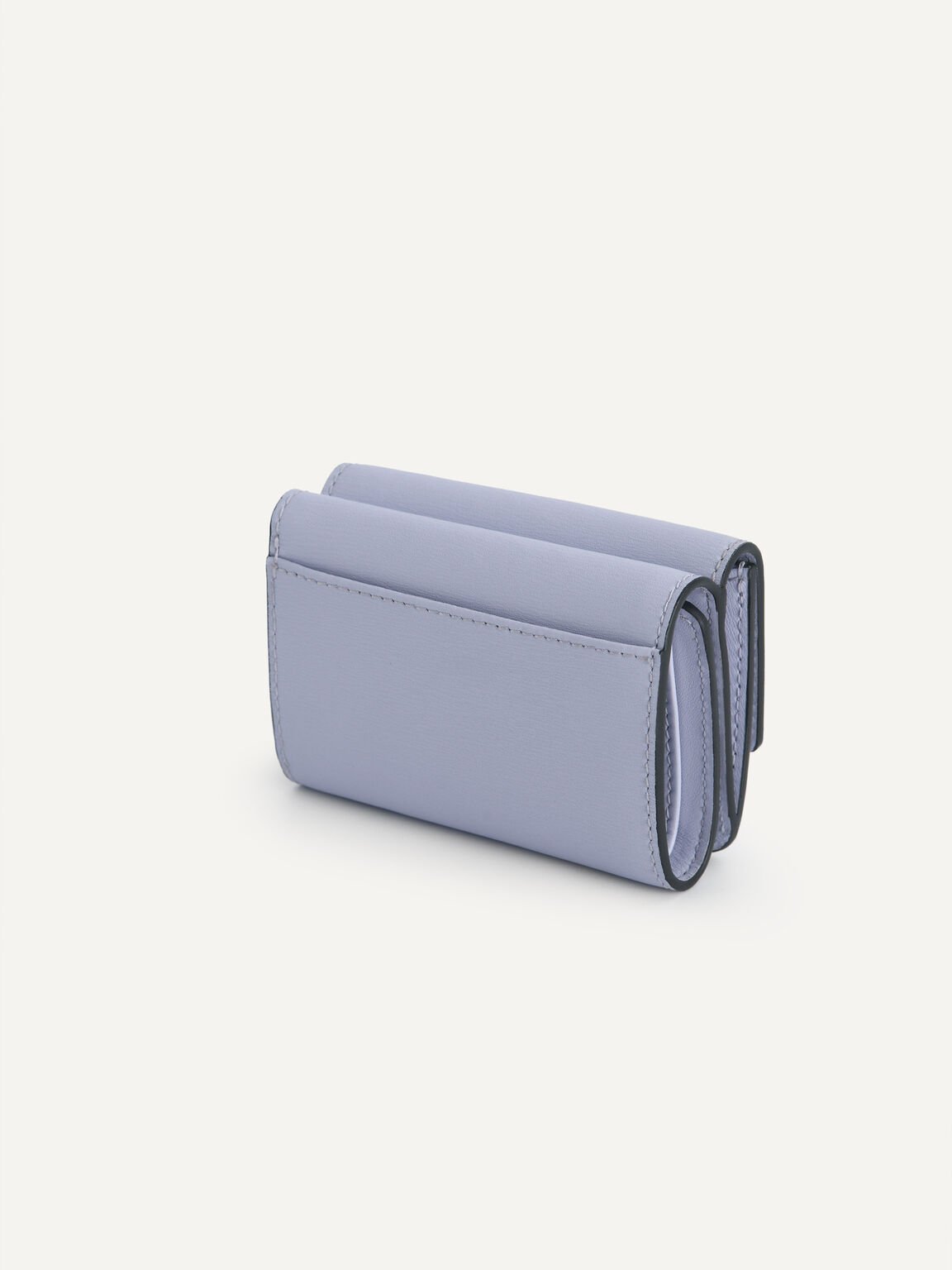 Textured Leather Trifold Wallet, Lilac, hi-res