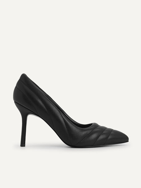 Leather Pointed Toe Pumps, Black