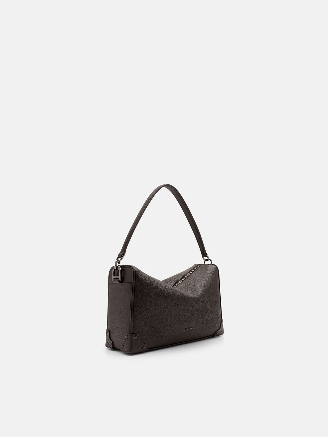 Maven Leather Crossbody Bag, Espresso Brown Embossed