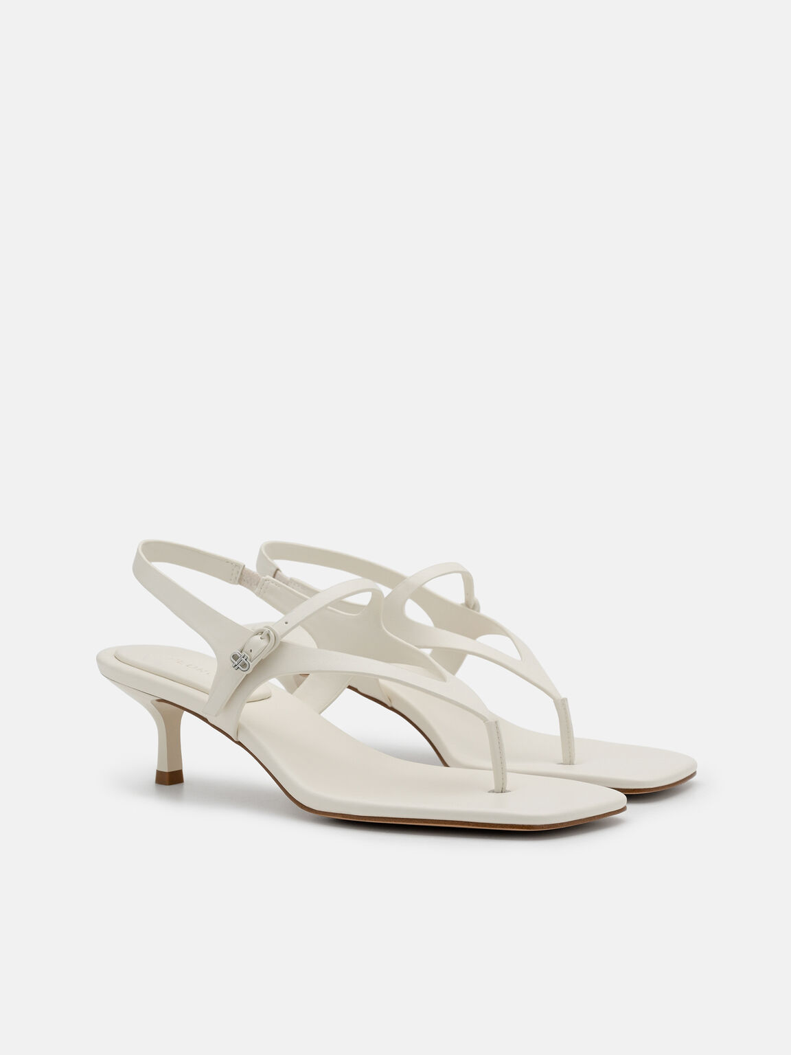 Eny Leather Heel Sandals, Chalk