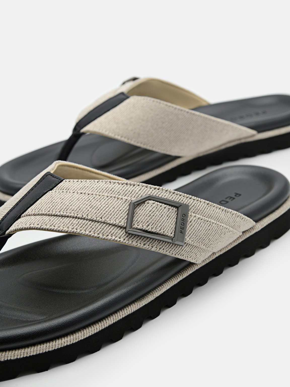 Ezra Fabric Thong Sandals, Beige