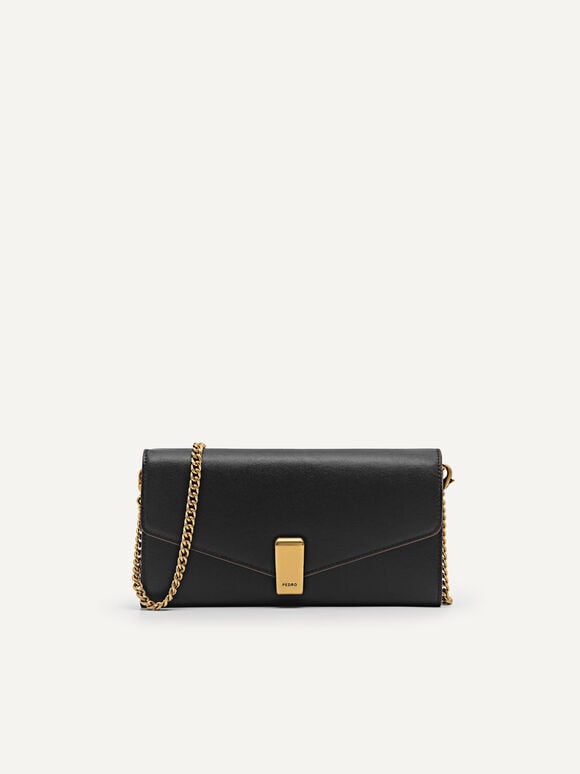 Leather Wallet Bag, Black