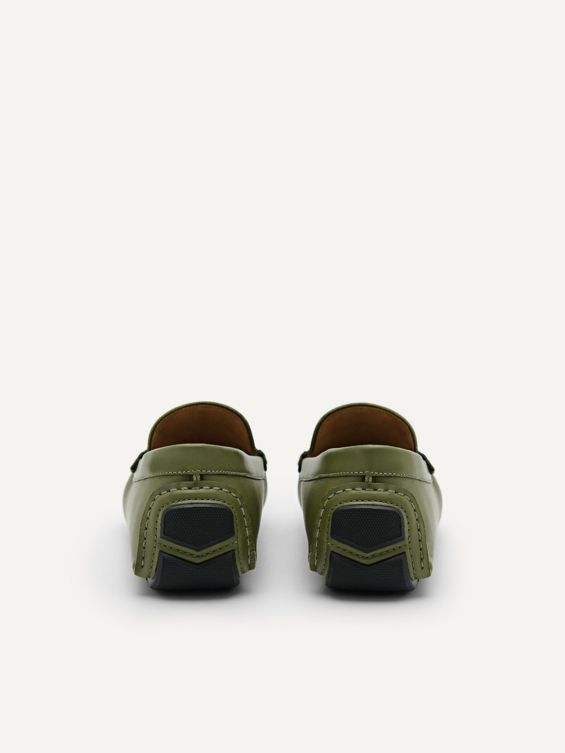 Leather Horsebit Driving Shoes, Military Green