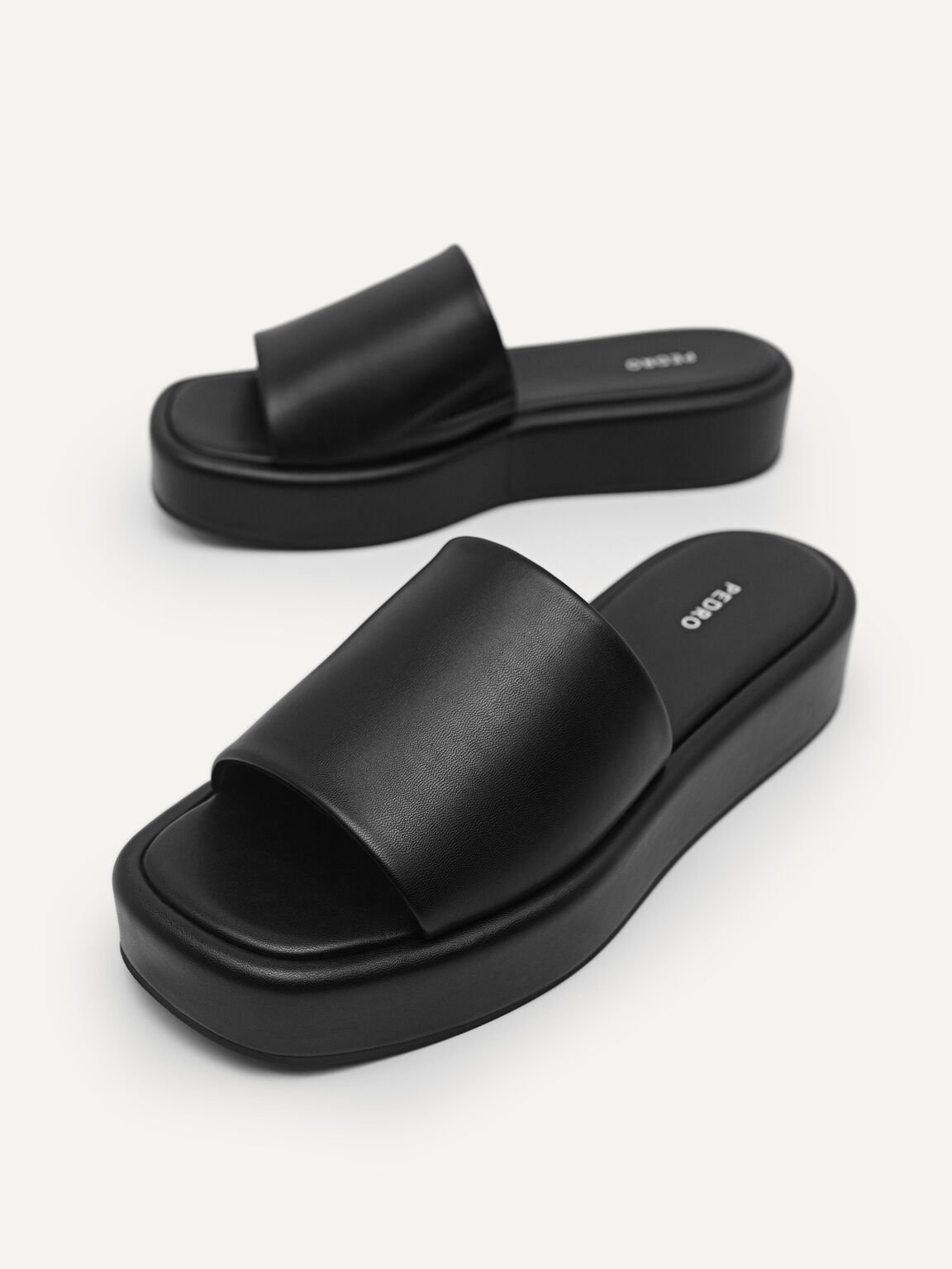 Slip-On Flatform Sandals, Black