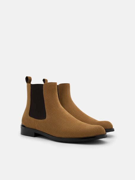 Chace Suede Chelsea Boots, Dark Camel Suede