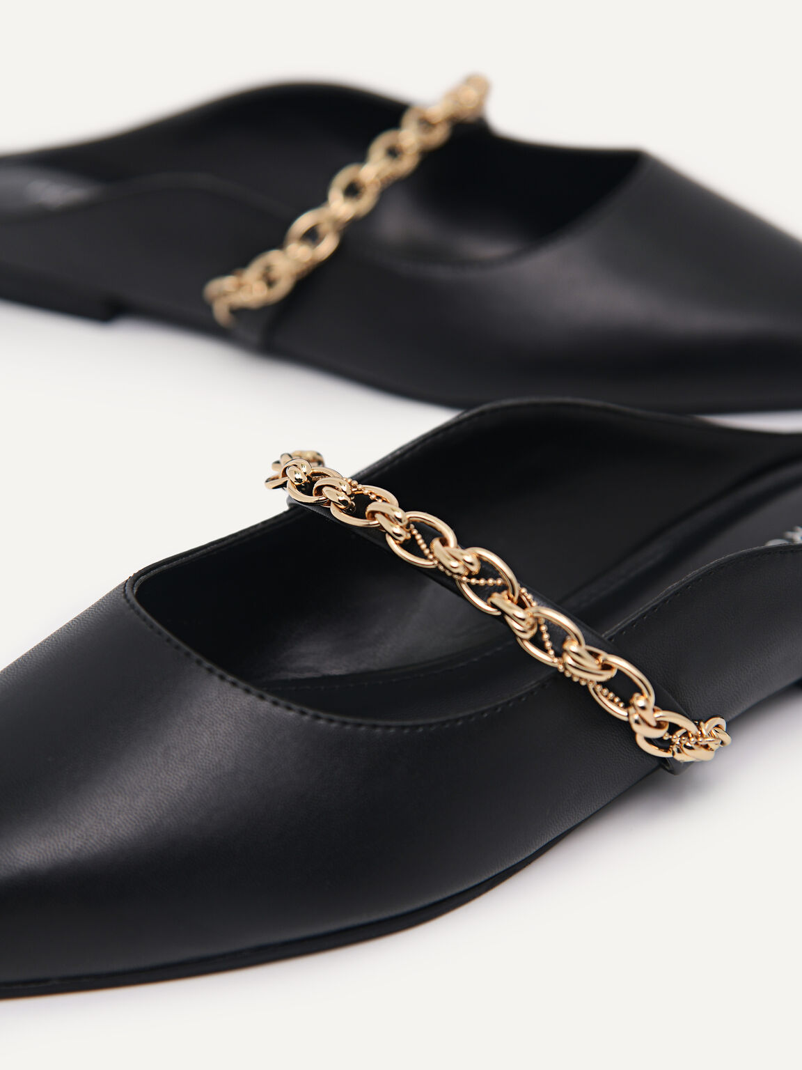 Mules with Chain Strap, Black
