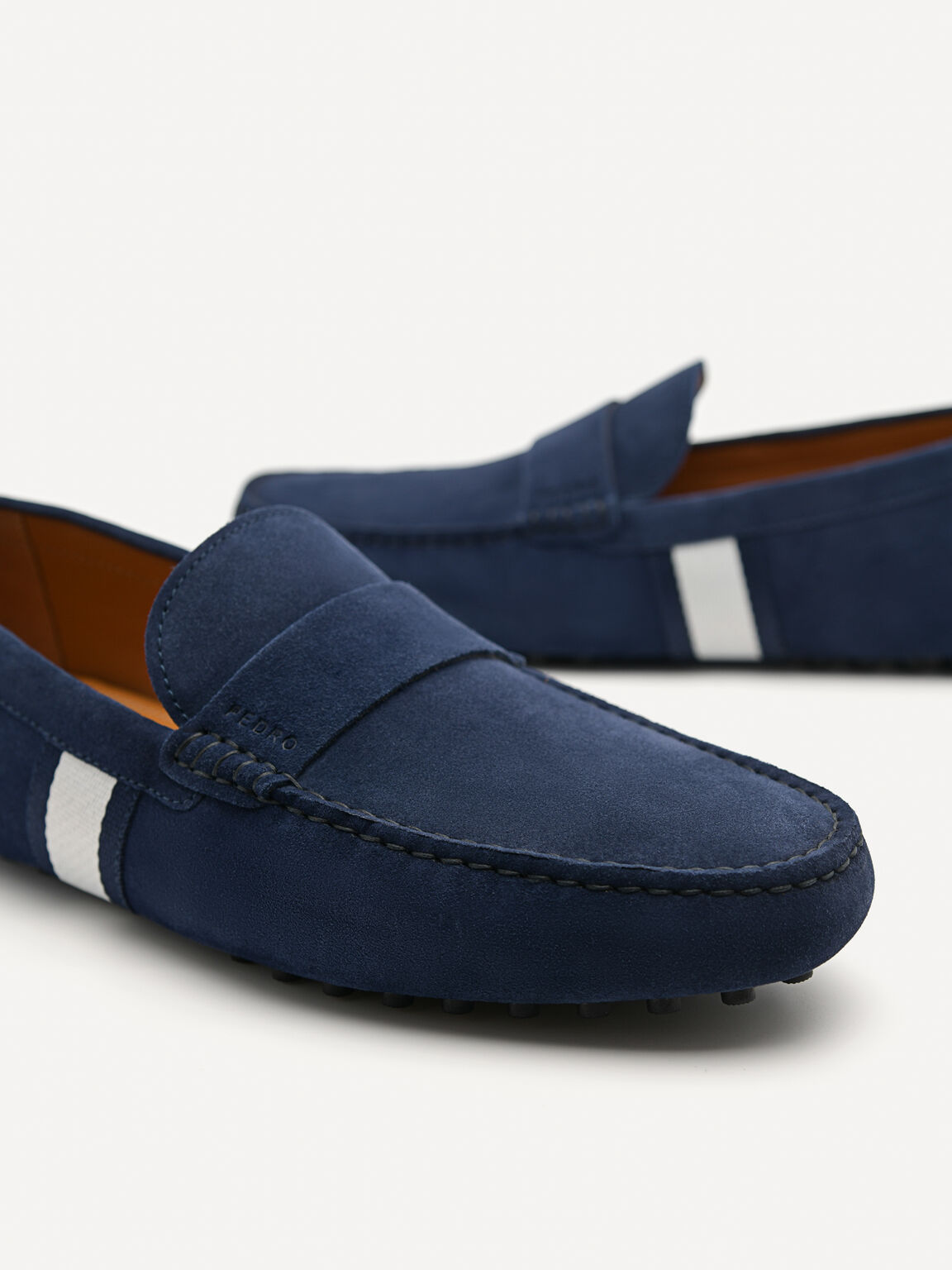 Leather Band Moccasins, Navy