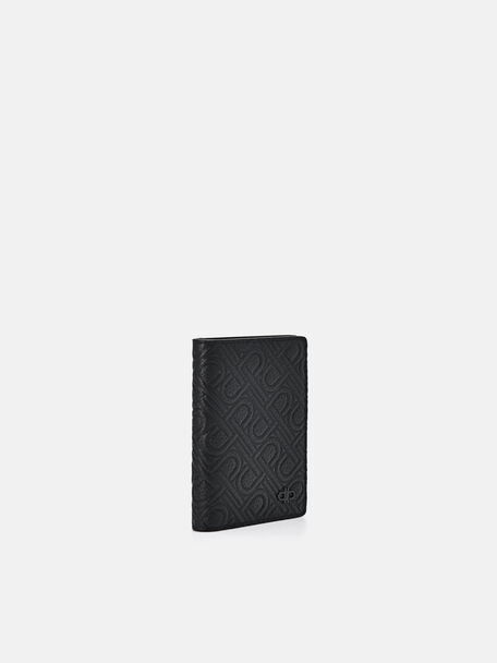 Embossed Leather Card Holder, Black