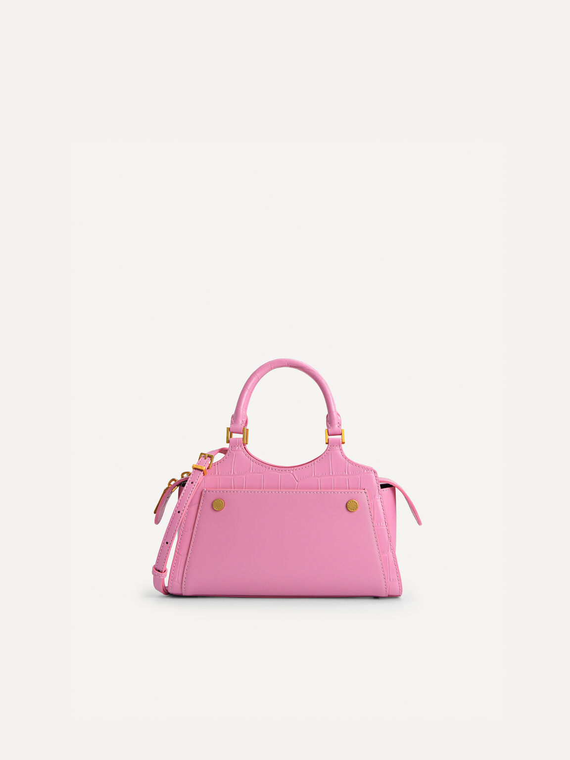 Leather Top Handle Bag, Pink