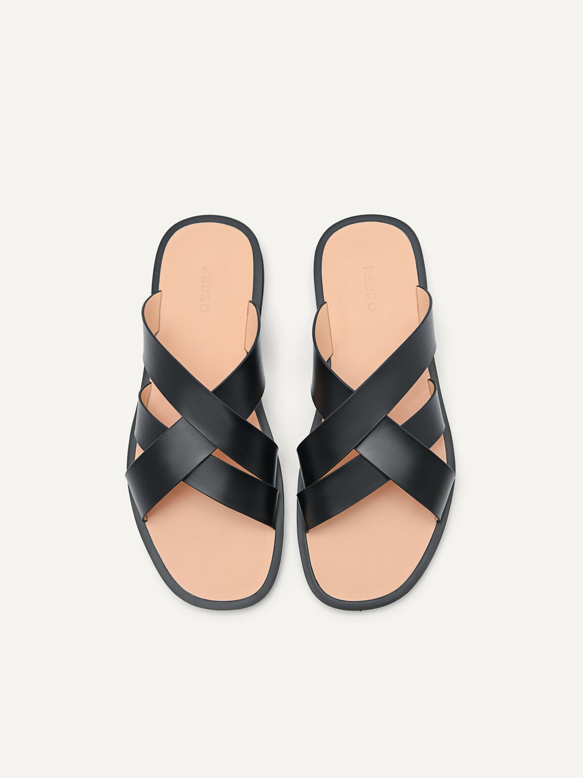 Dune Cross Strap Sandals, Black
