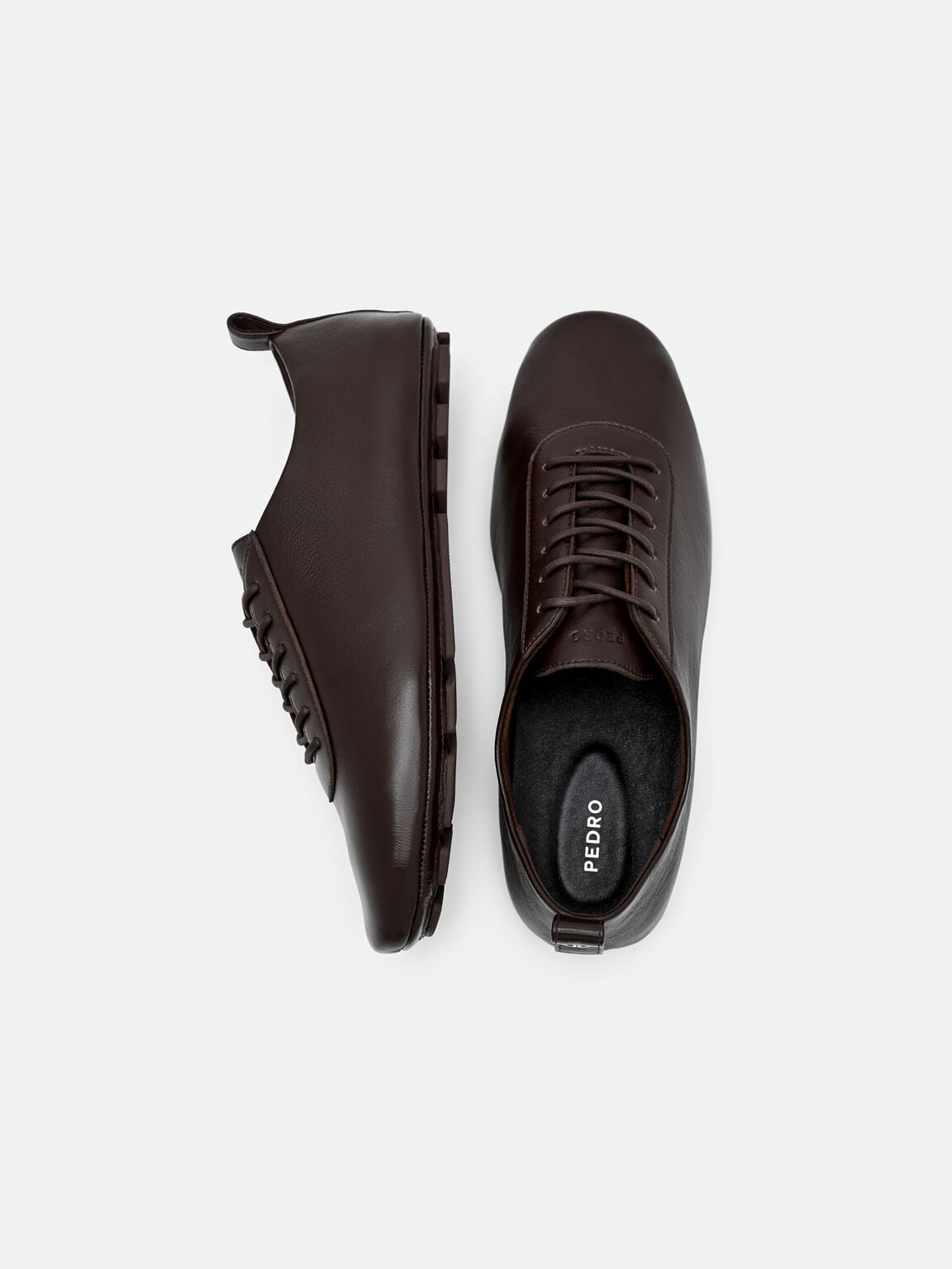 Kendall Leather Flats, Dark Brown