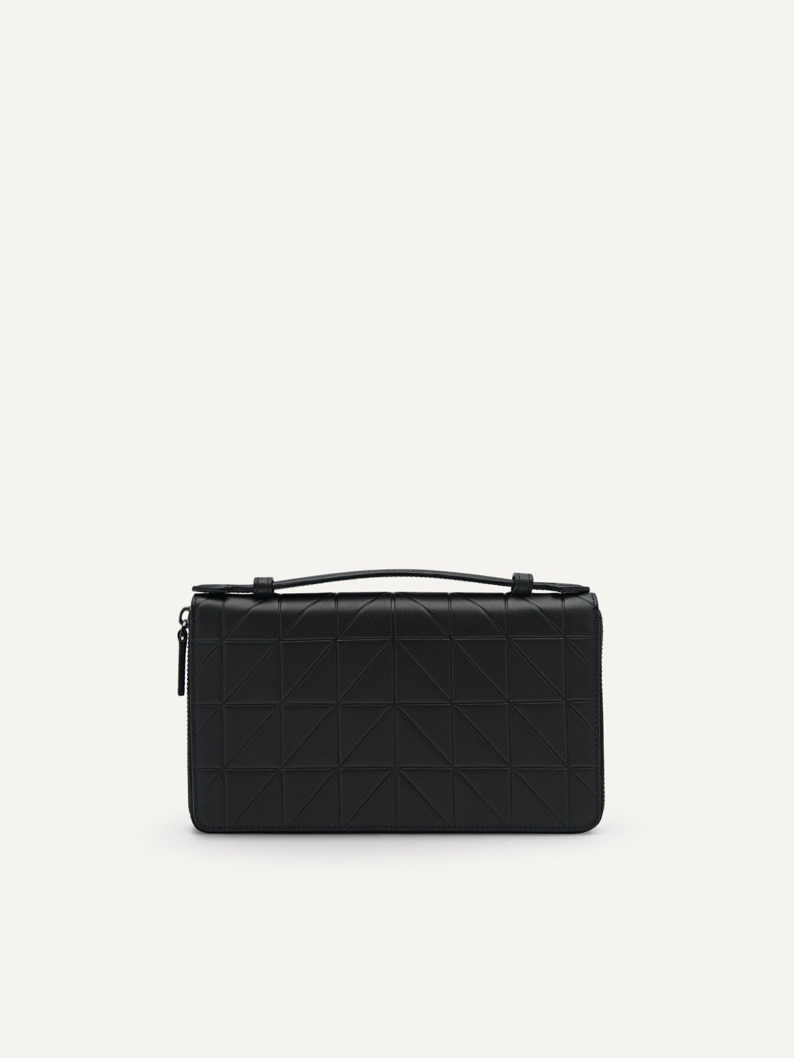 PEDRO標誌幾何圖案皮革旅行包, 黑色