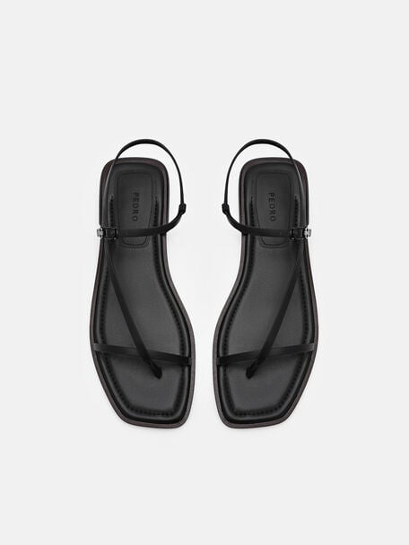 Ashby Leather Strappy Sandals, Black
