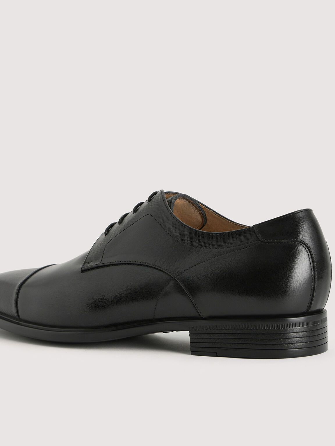 Leather Derby Shoes, Black, hi-res