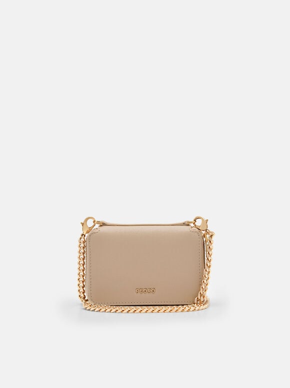 Chain Leather Wallet, Sand