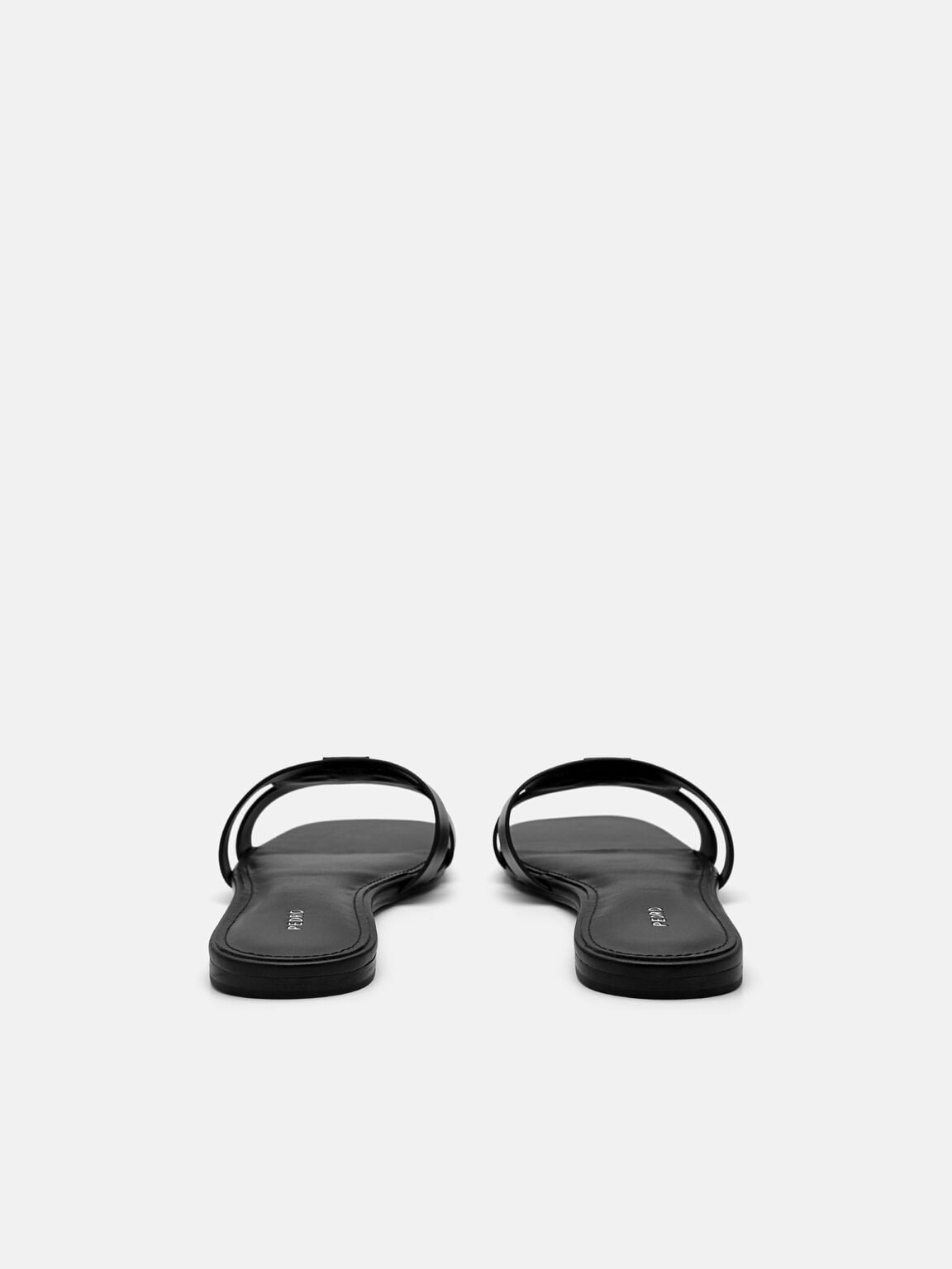 Leather Slip-On Sandals, Black