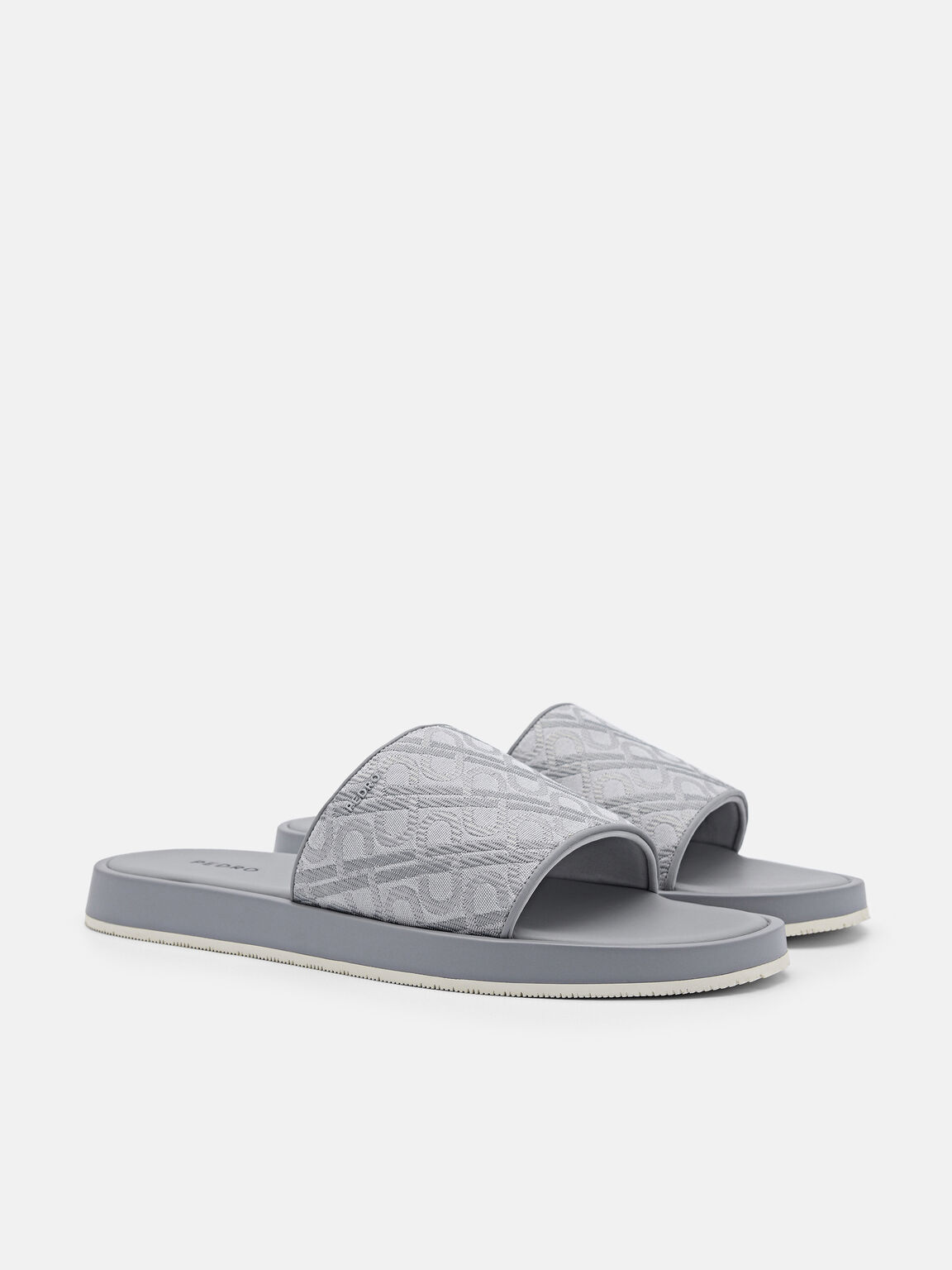 PEDRO Icon Jacquard Slide Sandals, Grey