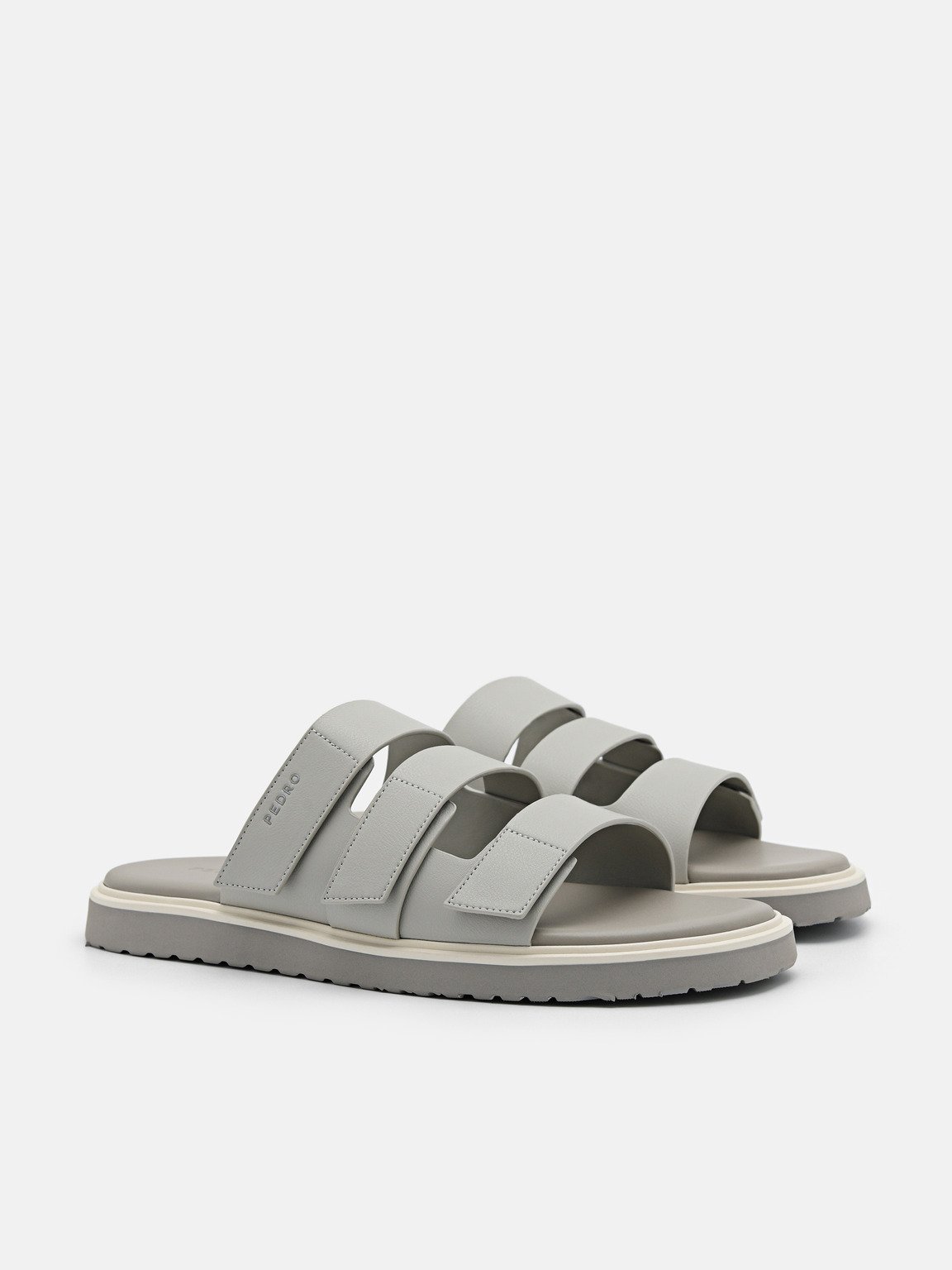 Velcro Slide Sandals, Light Grey
