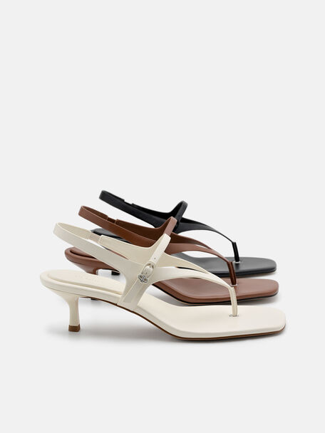 Eny Leather Heel Sandals, Black