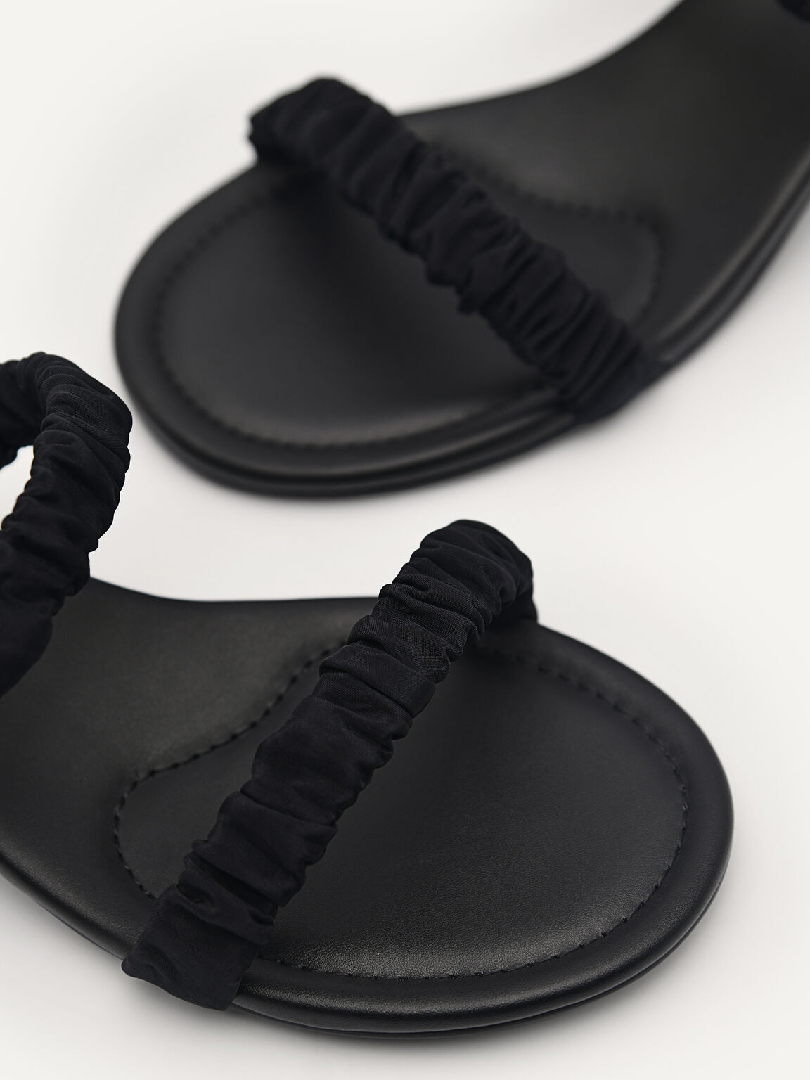 Taffeta Fraise Heeled Sandals, Black