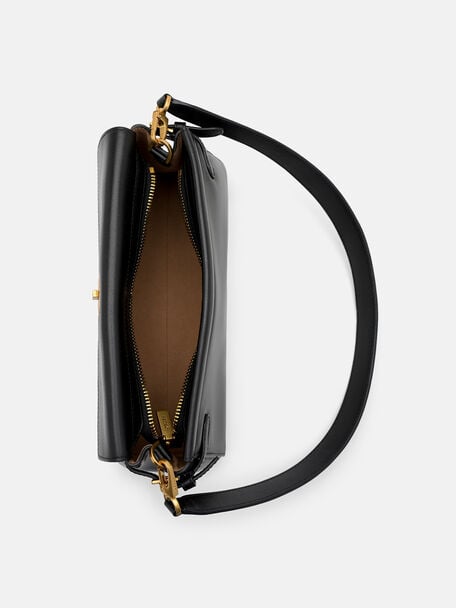 Emory Leather Shoulder Bag, Black