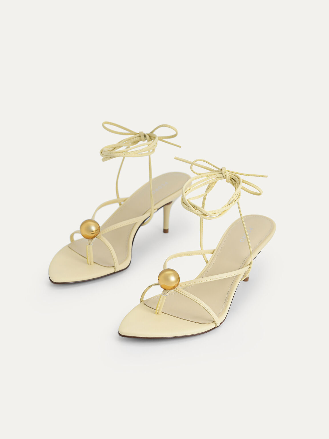 Orb Lace-Up Heel Sandals, Light Yellow