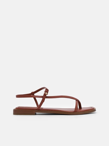 Ashby Leather Strappy Sandals, Brick