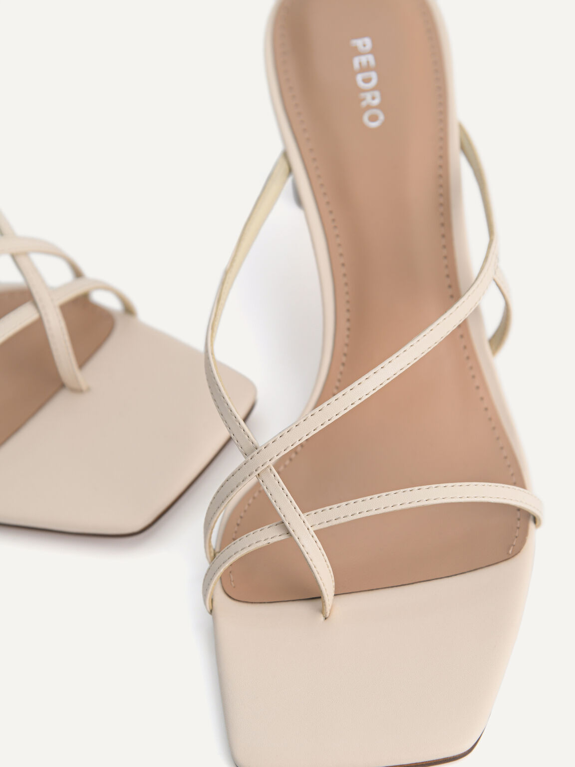 Gwyneth Strappy Toe Loop Heeled Sandals, Beige