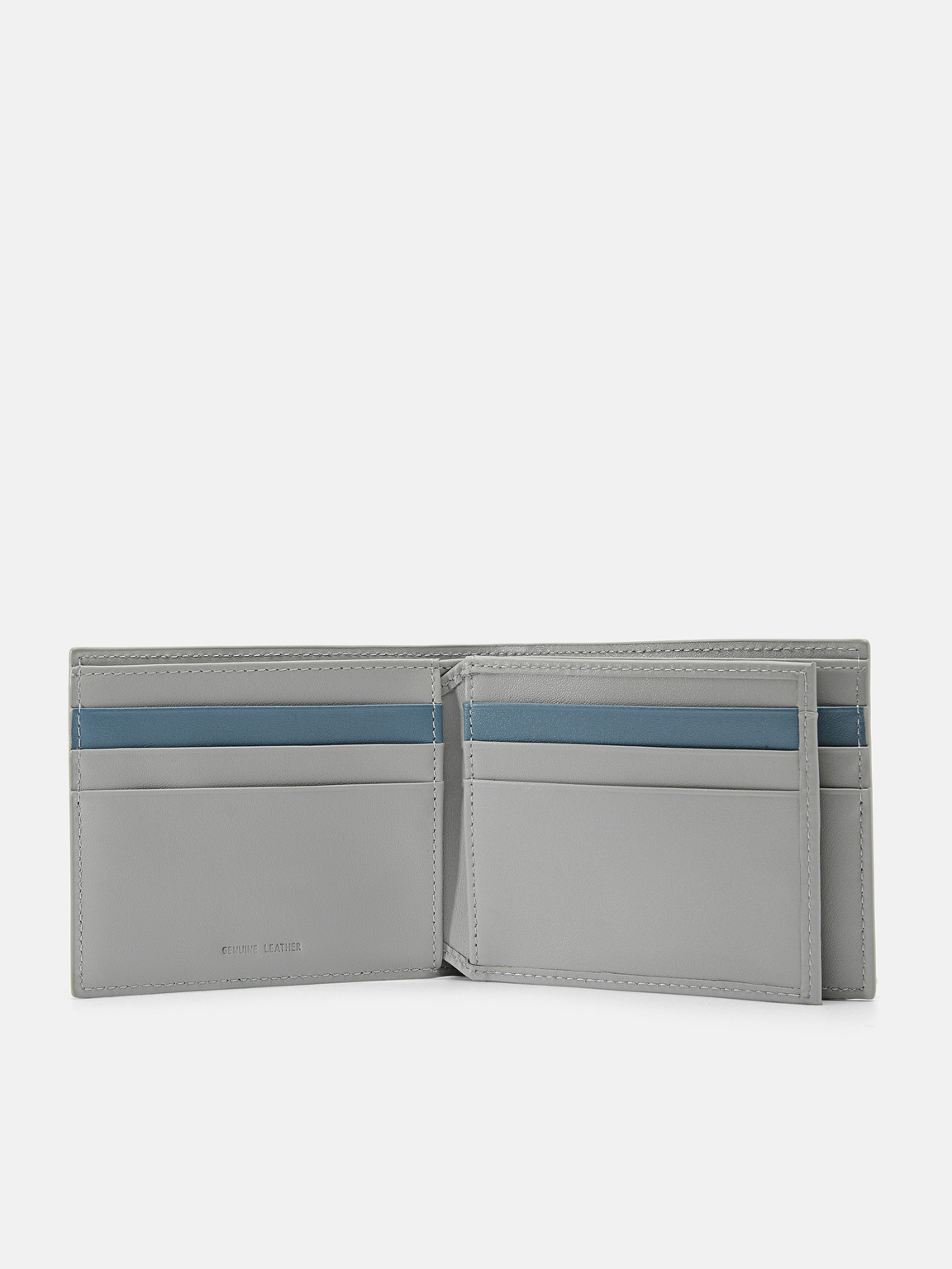Leather Bi-Fold Flip Wallet, Light Grey
