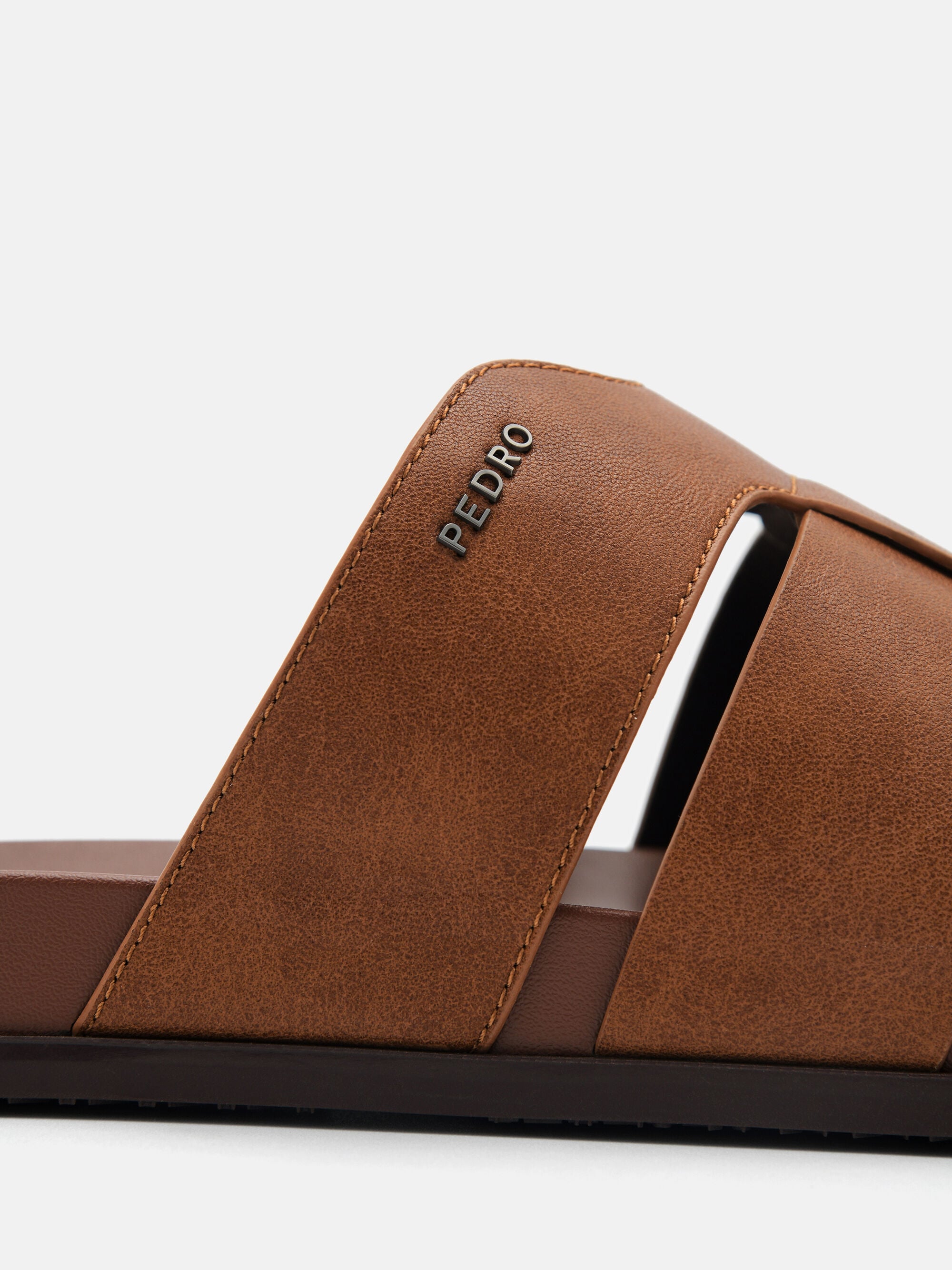 Camel Woven Slide Sandals - PEDRO US