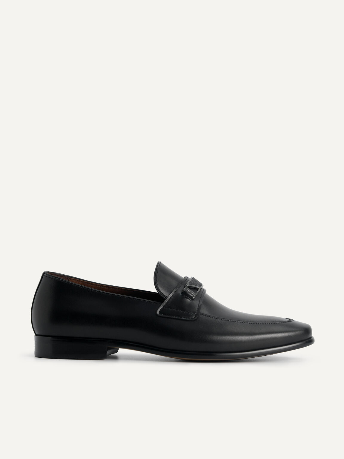 Leather Loafers with Metal Bit, Black