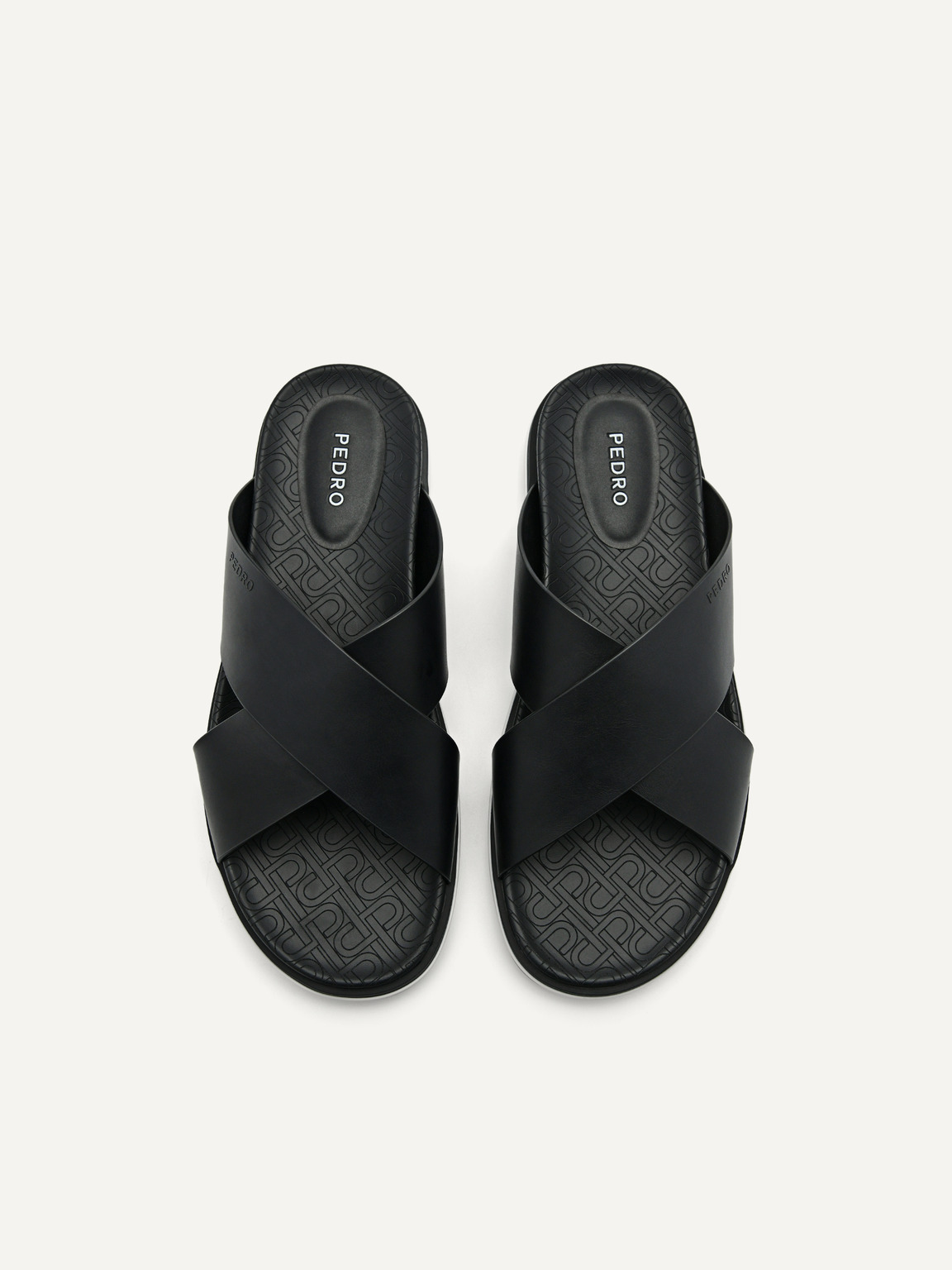 PEDRO Icon Cross Strap Sandals, Black