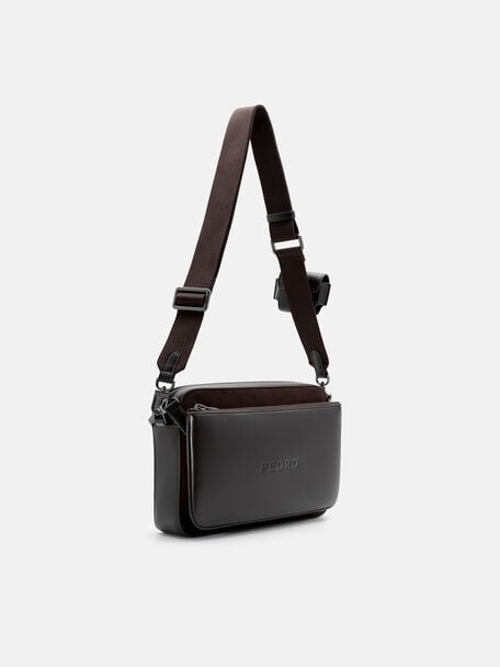 Travis Crossbody Bag, Espresso Brown Suede